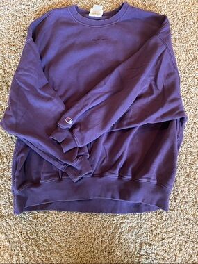Champion Purple Pullover Sweatshirt with Sleeve Logo